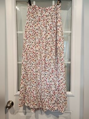 Abercrombie & Fitch White Maxi Skirt with Floral Print